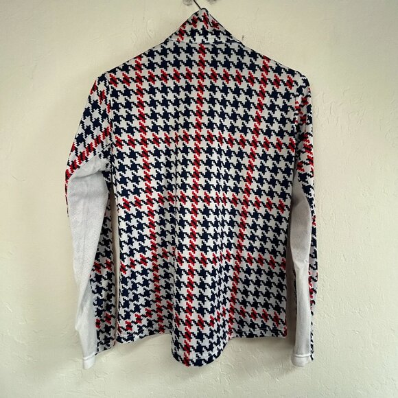 Sansoleil Womens Long Sleeve Houndstooth 1/4 Zip Shirt Top Medium UPF 50 Stretch - Picture 2 of 7